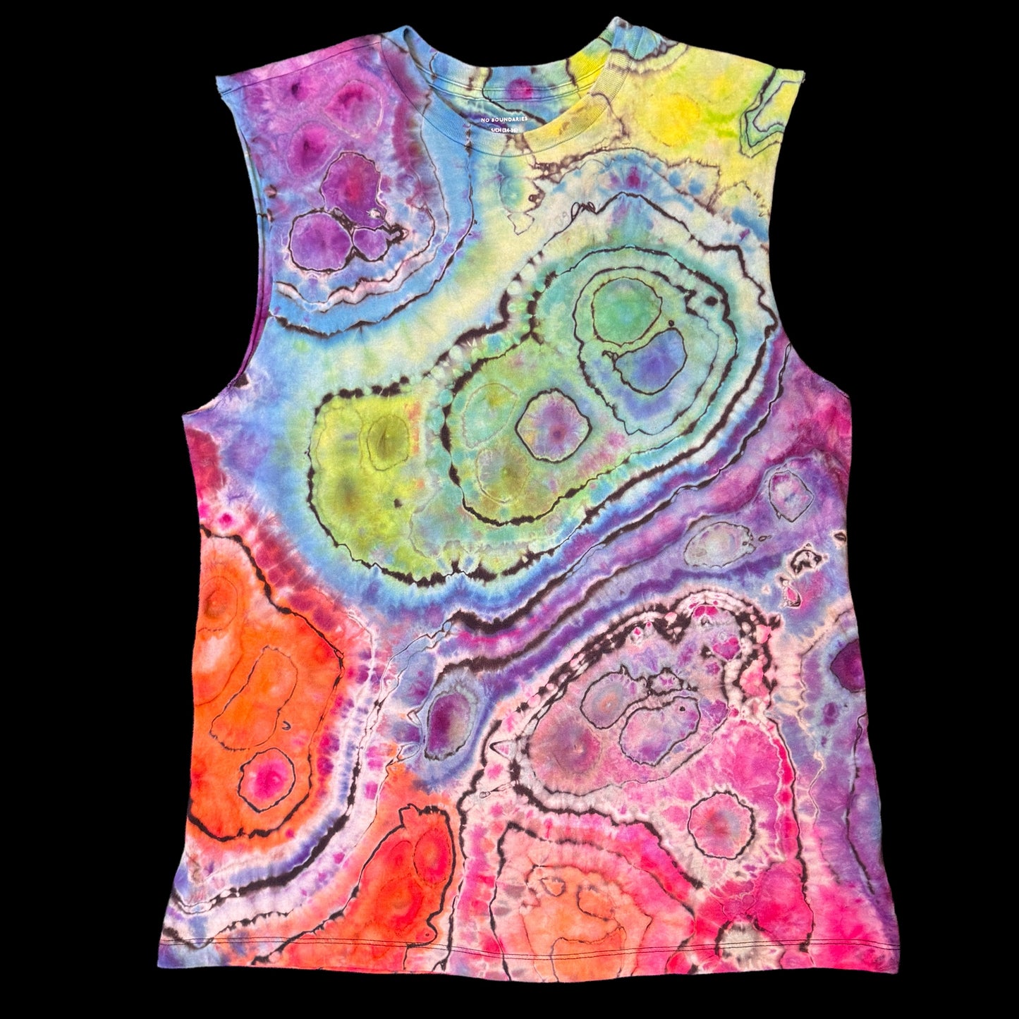 S - reversed ice dyed geode sleeveless tee