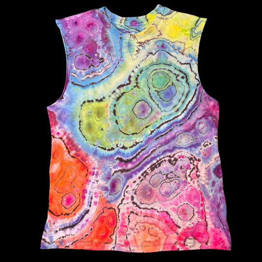 S - reversed ice dyed geode sleeveless tee