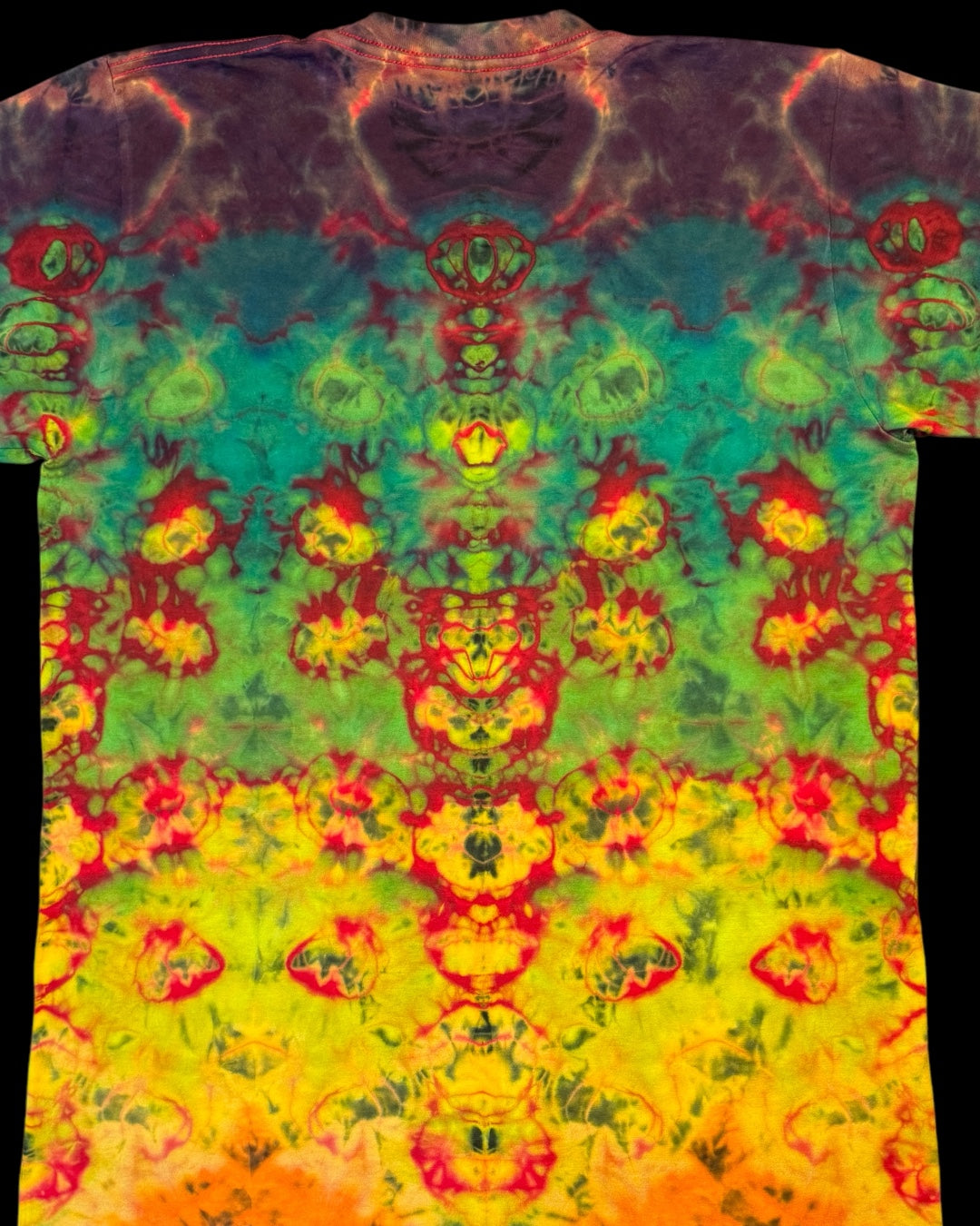M - red reverse dyed rainbow kenney variation tee