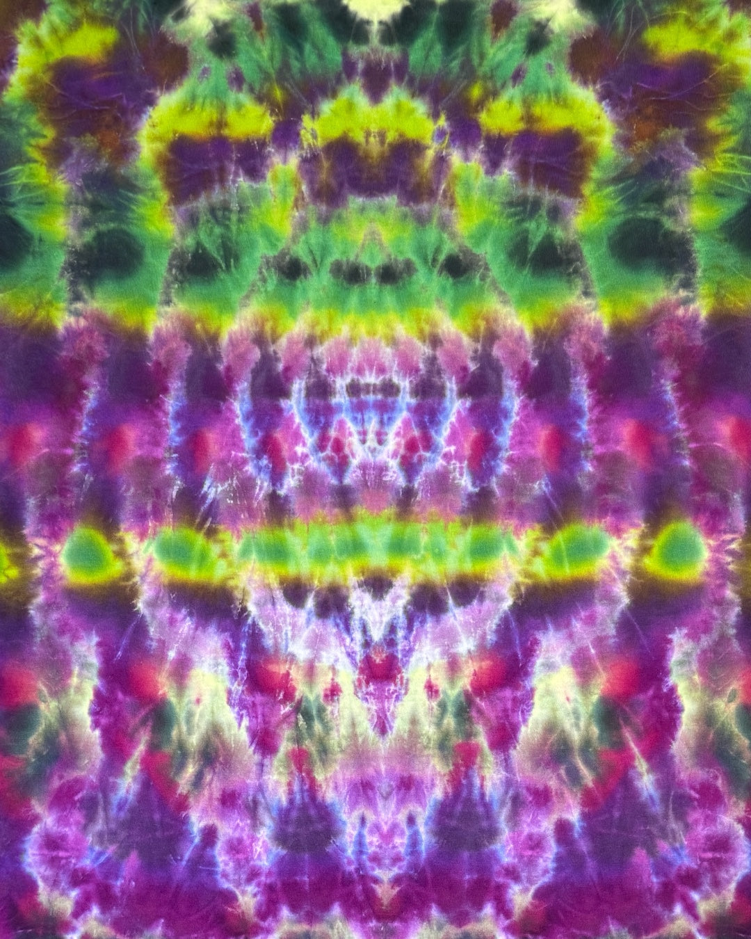 L - liquid dyed lime and black cherry mandala cosmic egg combo tee