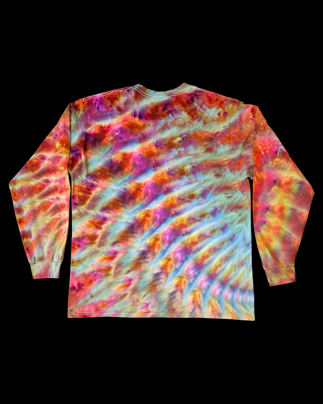 L - ice dyed phoenix flame and aster cosmic roll long sleeve tee