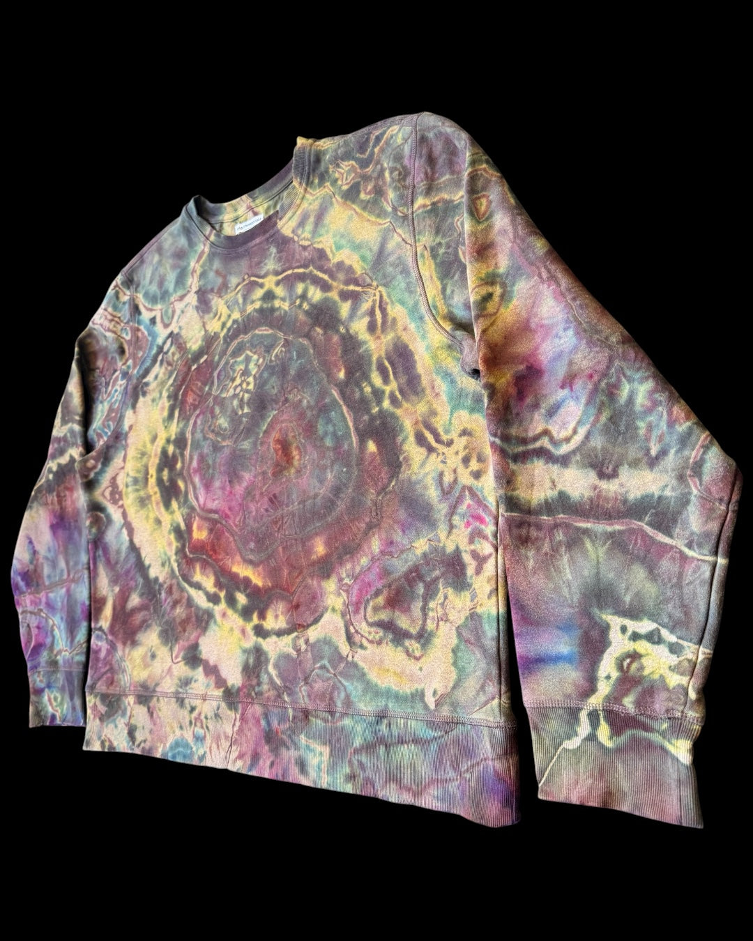 XXL - chocolate brown reversed ice dyed geode pullover sweatshirt