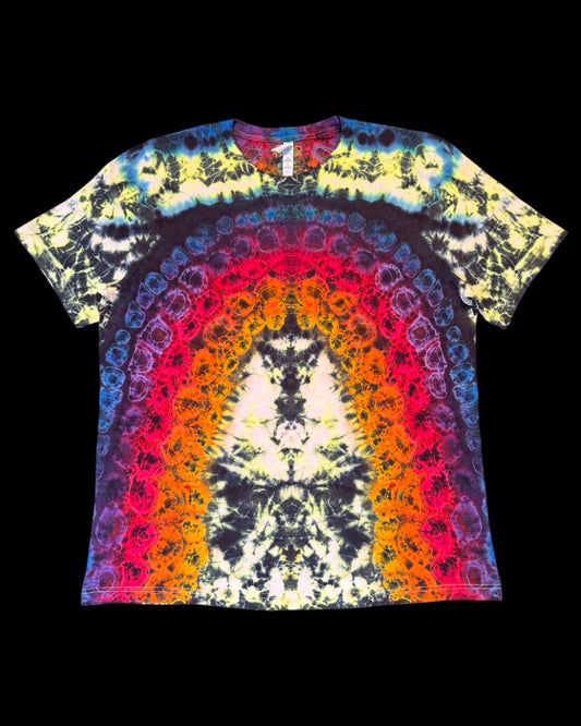 XL - rainbow arch glowing kenney style tee with kenney shield spine