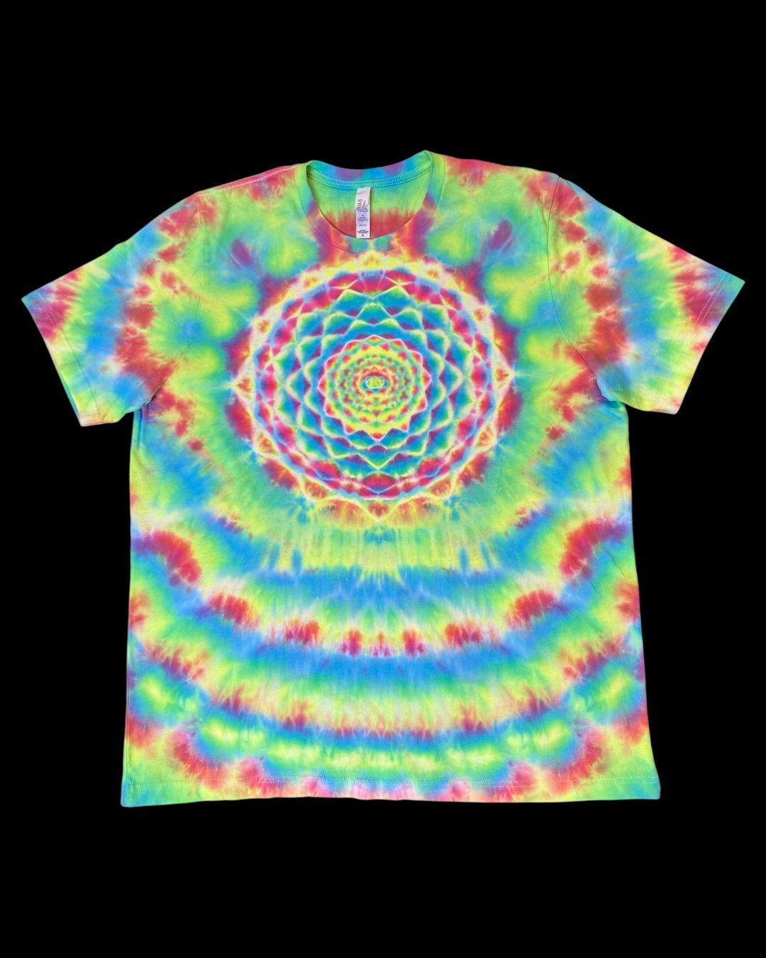 XL - UV reactive rainbow mandala and cosmic roll combo tee