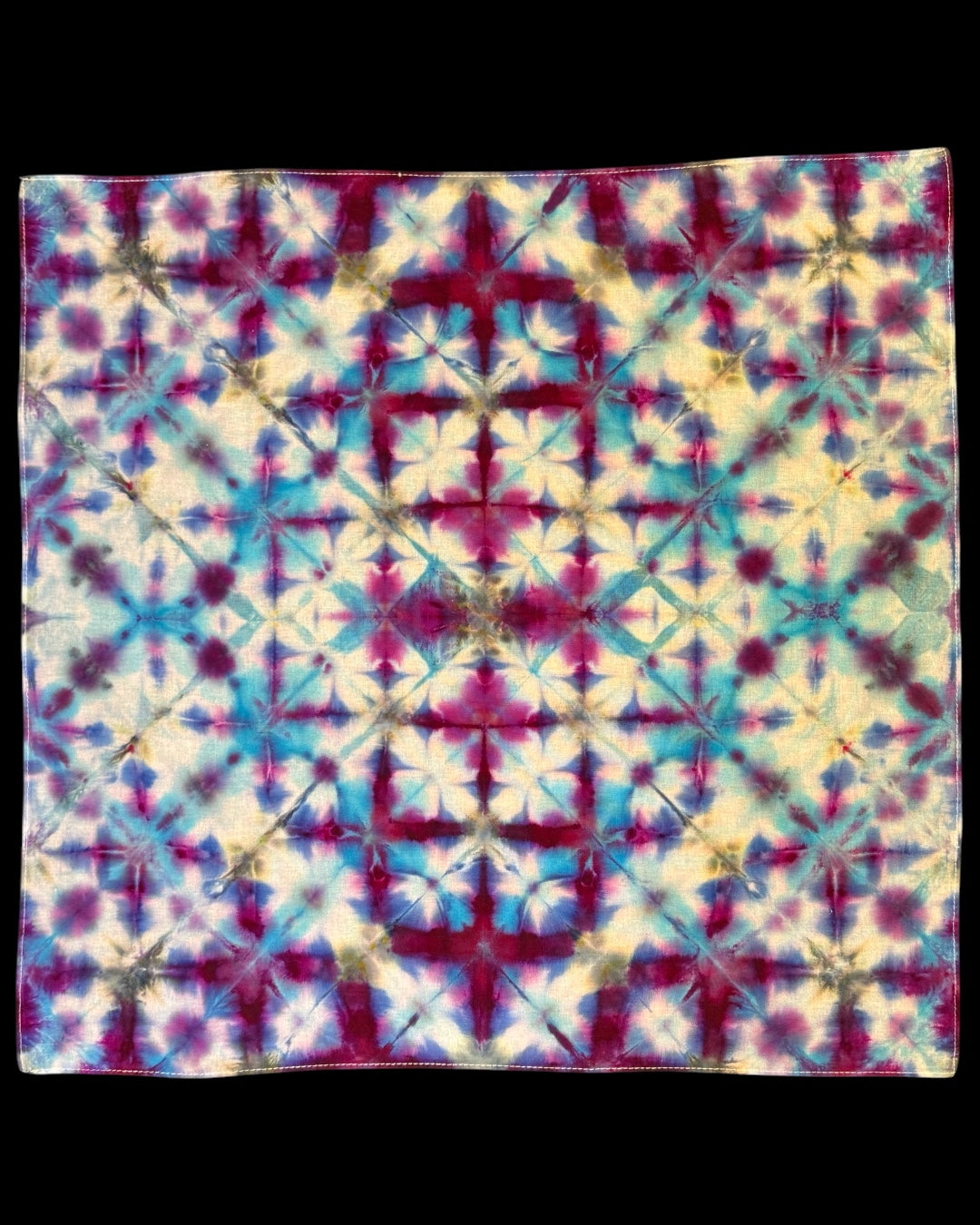 ice dyed quad sekka shibori bandana