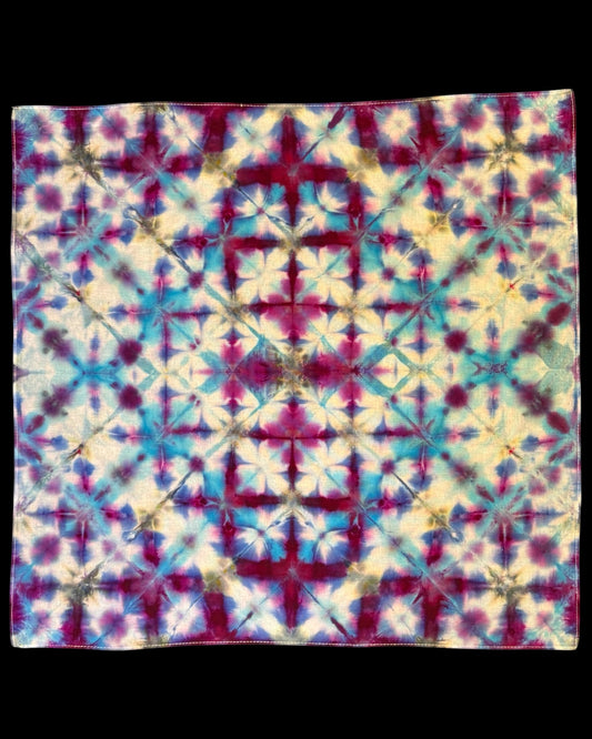 ice dyed quad sekka shibori bandana