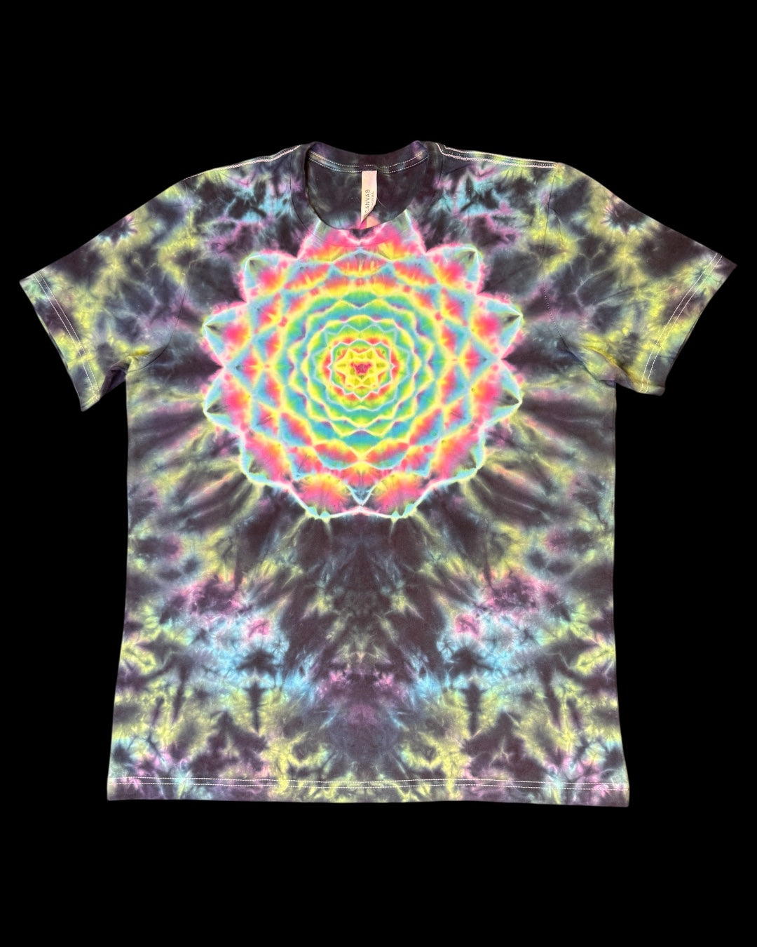 L - UV reactive mandala with dala-spine tee
