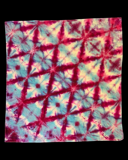 ice dyed diagonal diamond shibori style bandana