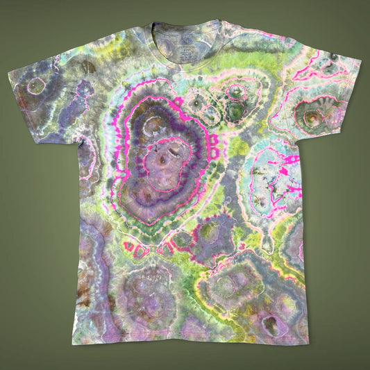 S - pink reversed and ice dyed geode tee
