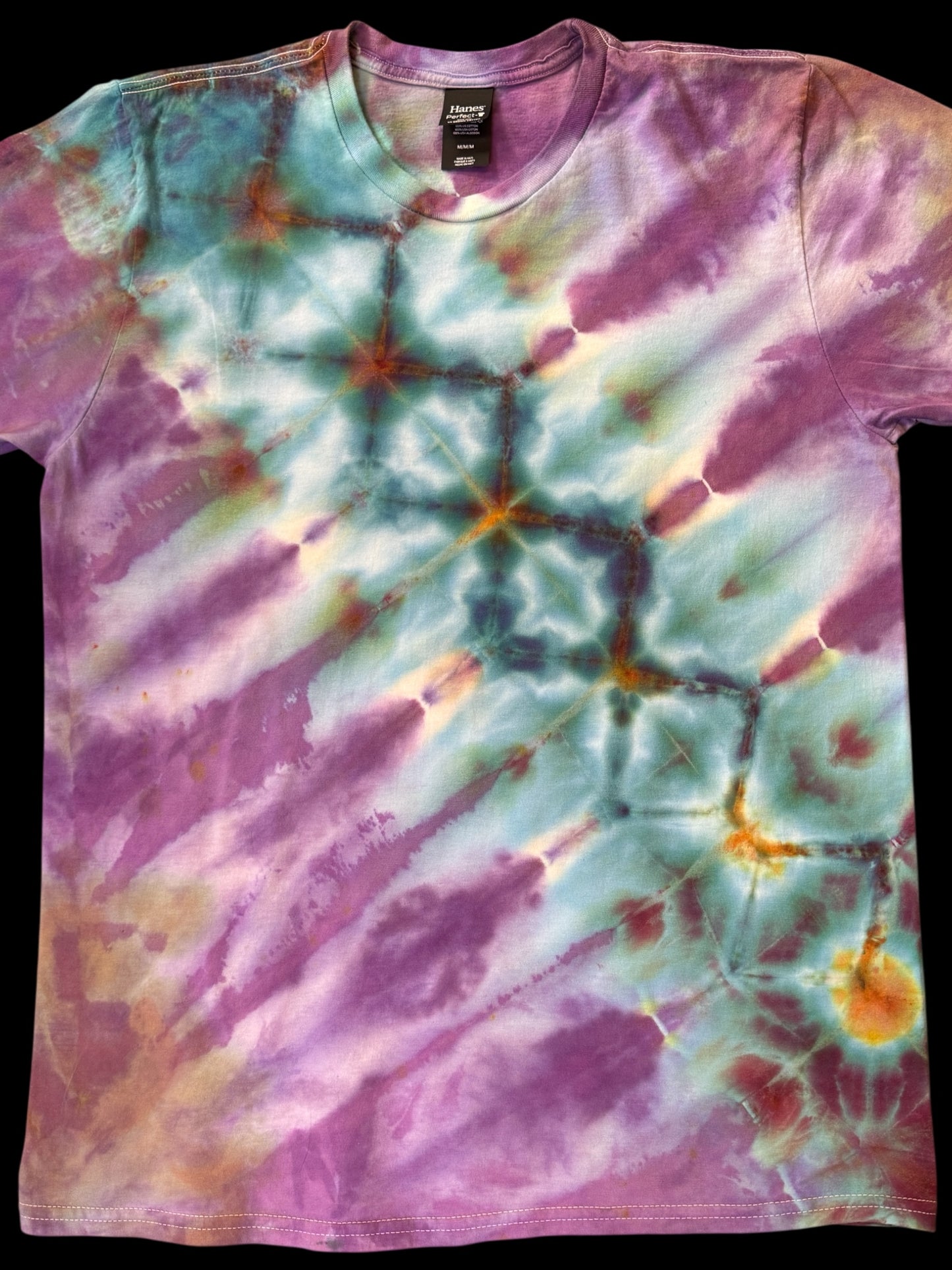 M - ice dyed diagonal klink with liquid purple tee