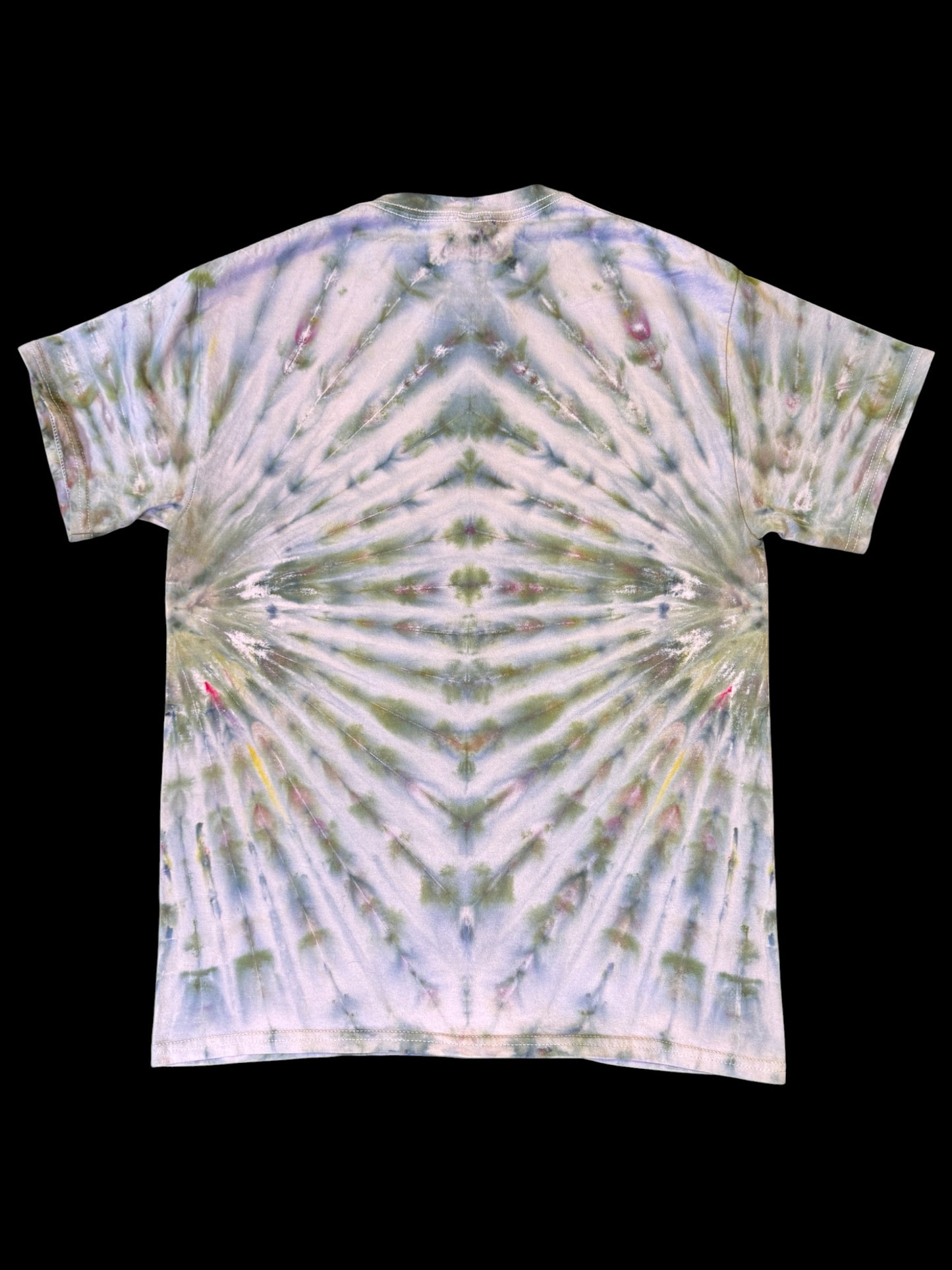 M - ice dyed lavender double fan in stormy gray tee