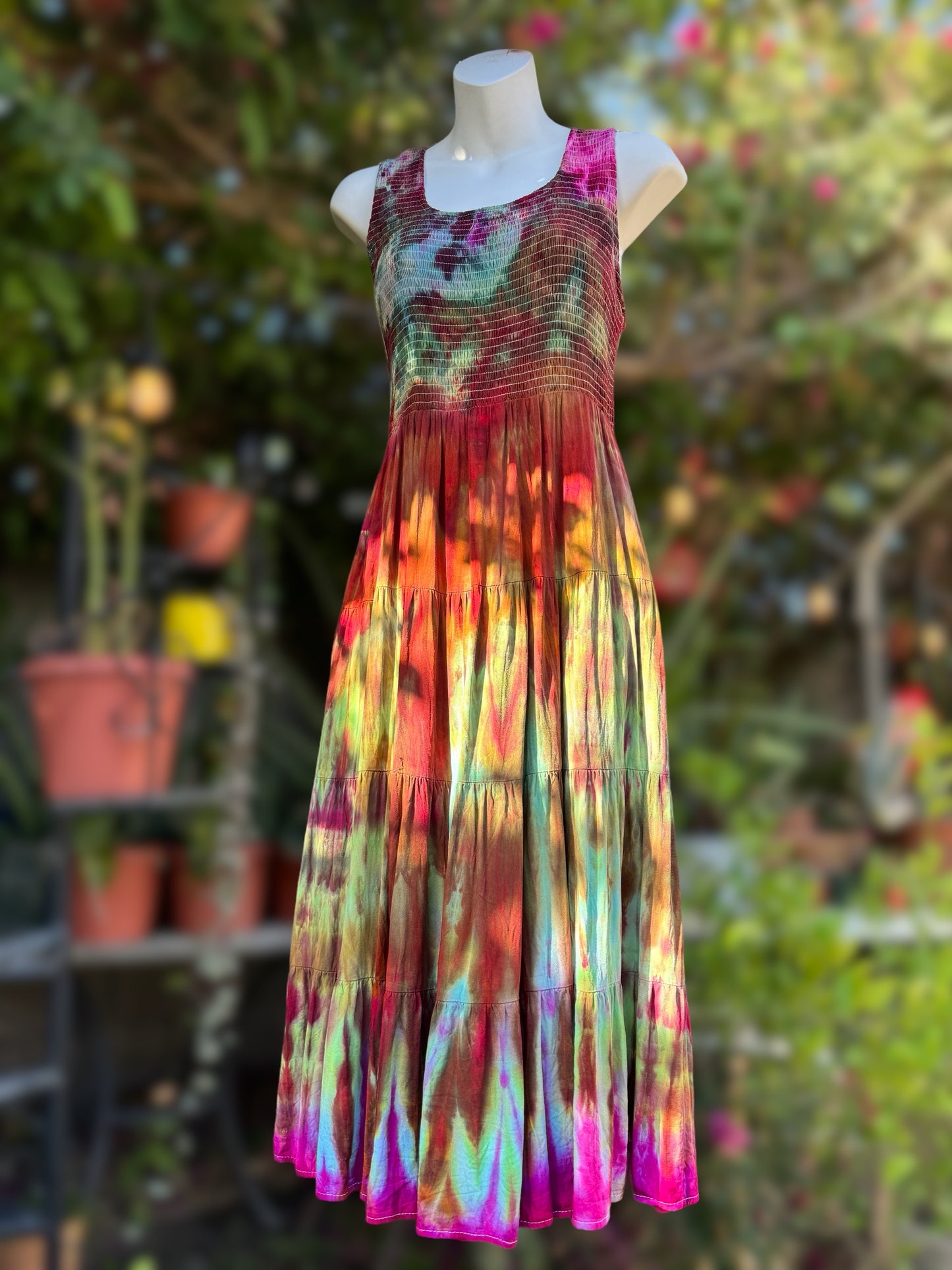 L - ice dyed midi dress with pockets