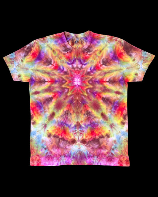 L - gravity ice dyed rainbow mandala tee