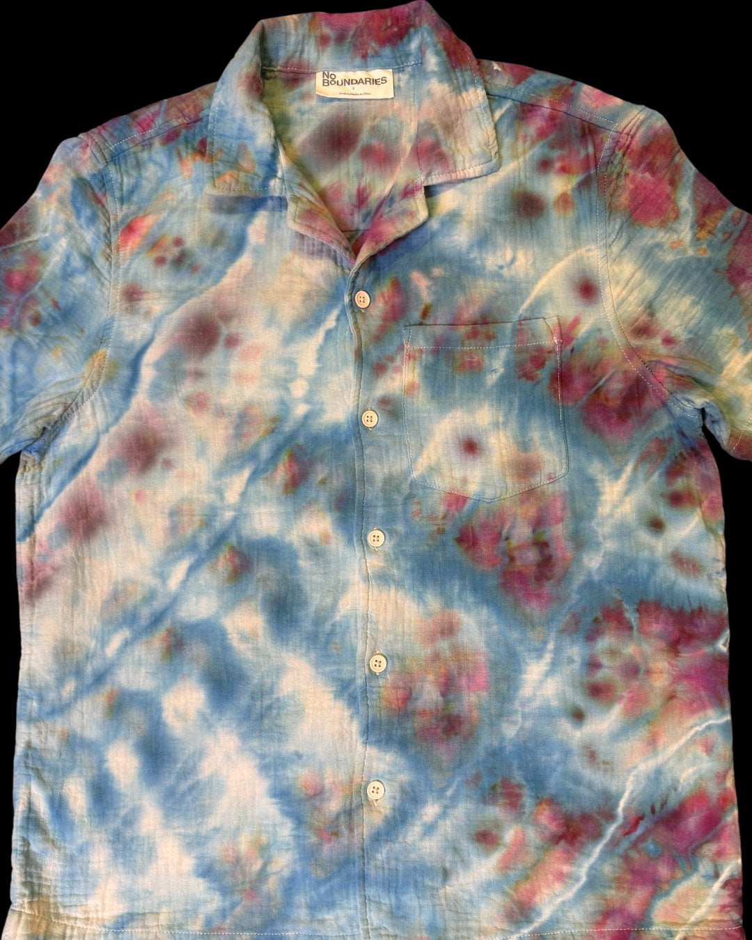 S - ice dyed cosmic rolled gauze cotton shirt