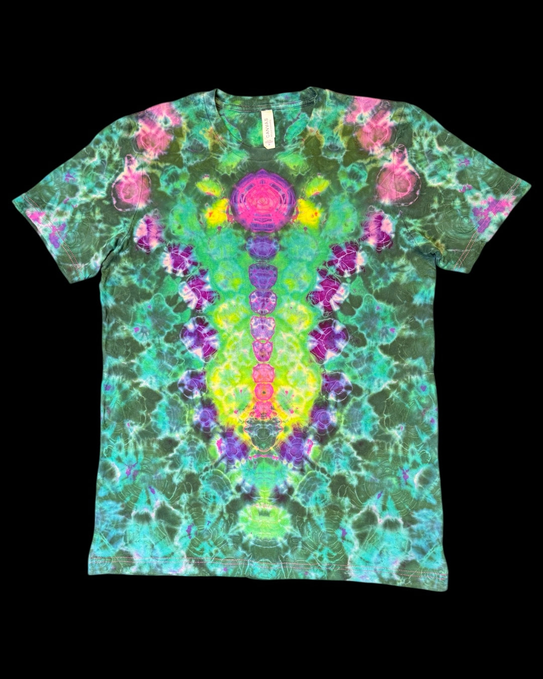 M - pink reverse dyed phthalo green kenney style tee