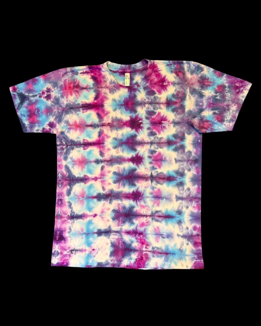 M - ice dyed blue and magenta sekka shibori tee