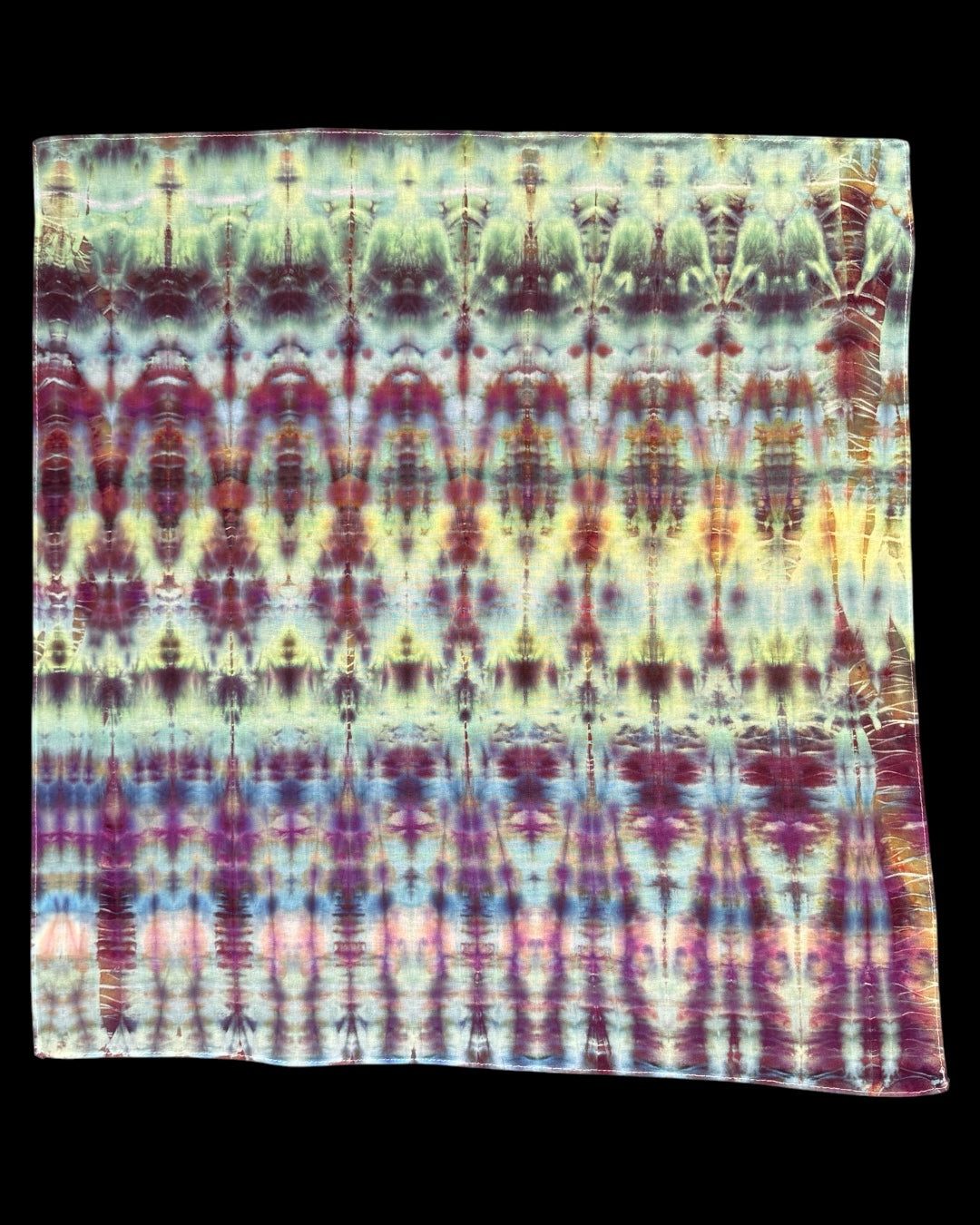 ice dyed glowing alchemist micro pleated shibori bandana