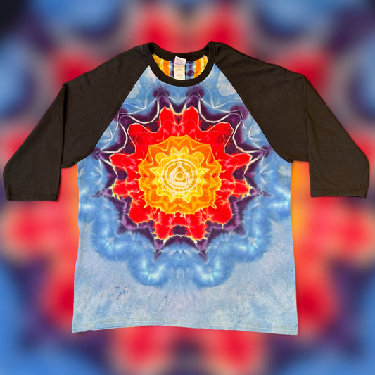 L - mandala baseball raglan tee 3/4 sleeve