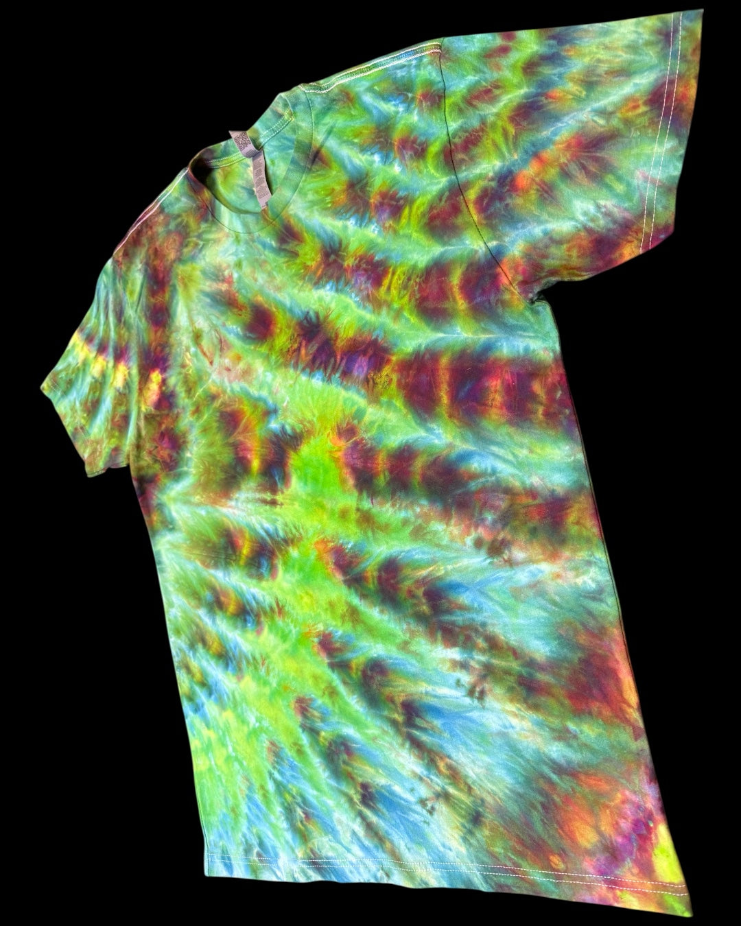 L - ice dyed electric green mindbender cosmic roll tee