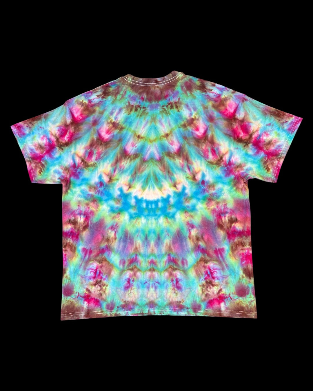 XL - ice dyed kaleidoscope eyes and blue violet mirrored cosmic rolled tee
