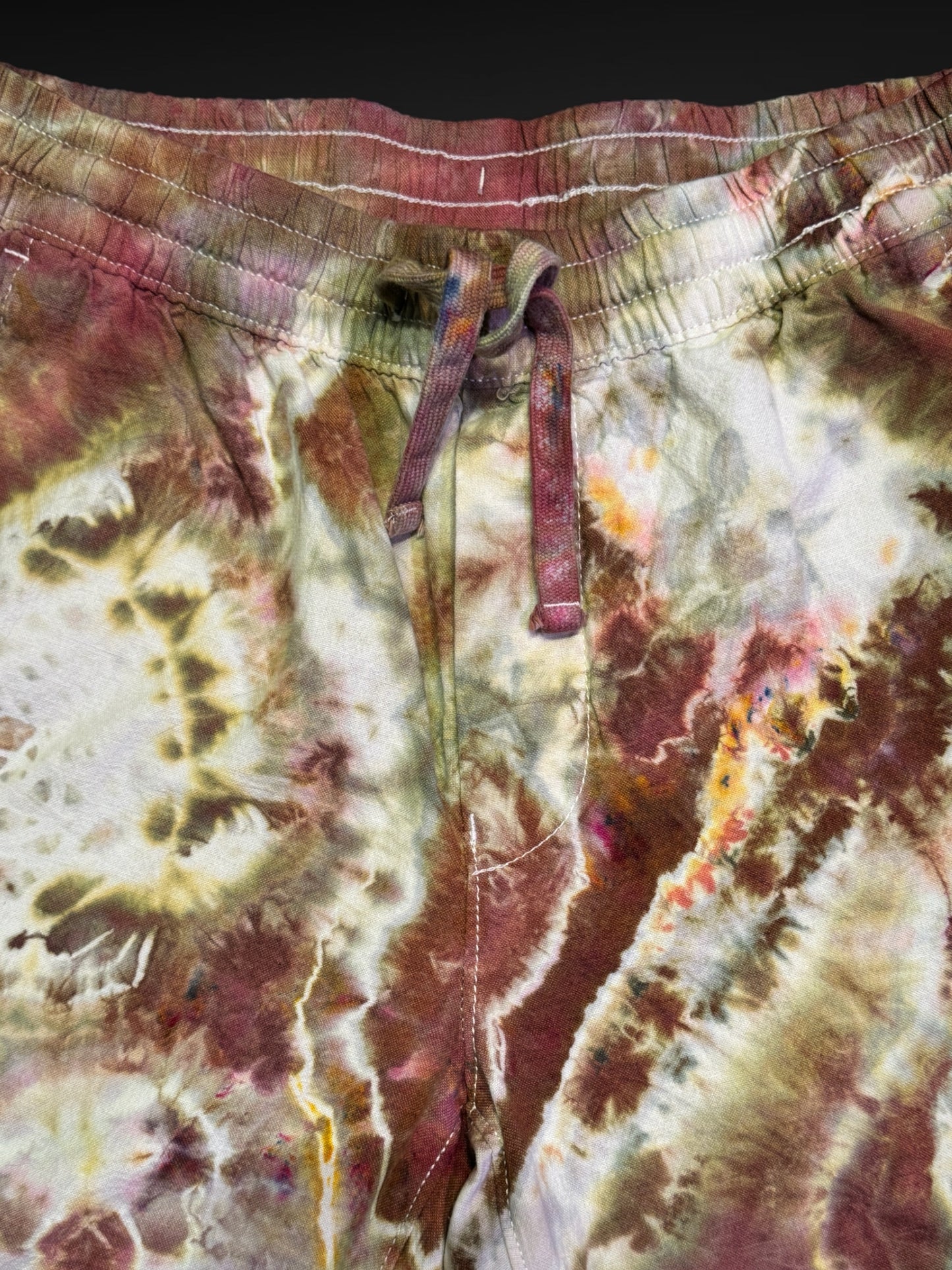 S - ice dyed drawstring cotton linen shorts