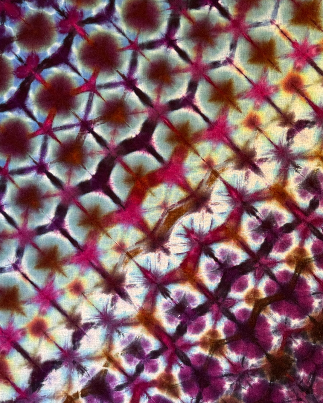 ice dyed magenta galactica snow flower shibori bandana