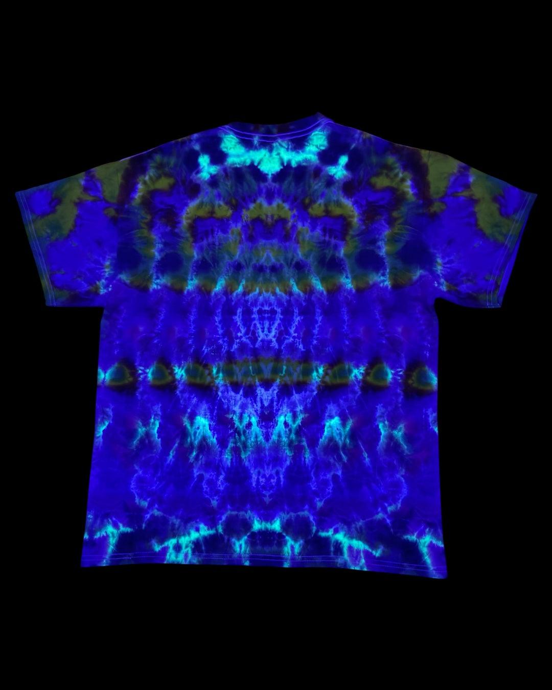 L - liquid dyed lime and black cherry mandala cosmic egg combo tee