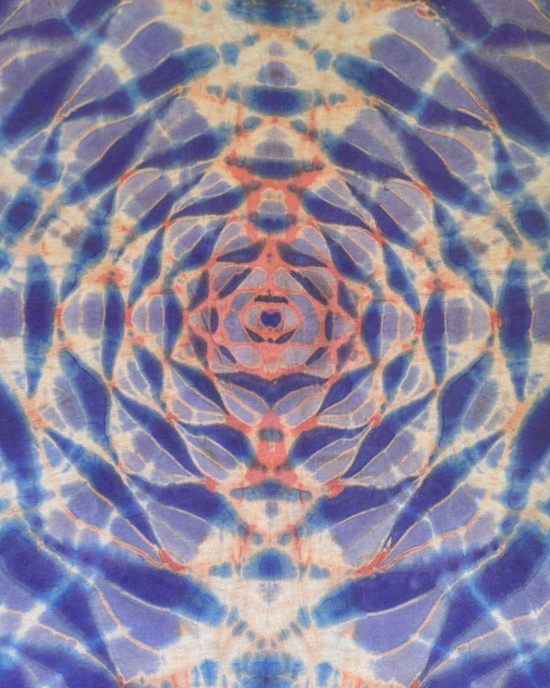 L - orange reverse dyed lilac mandala tee