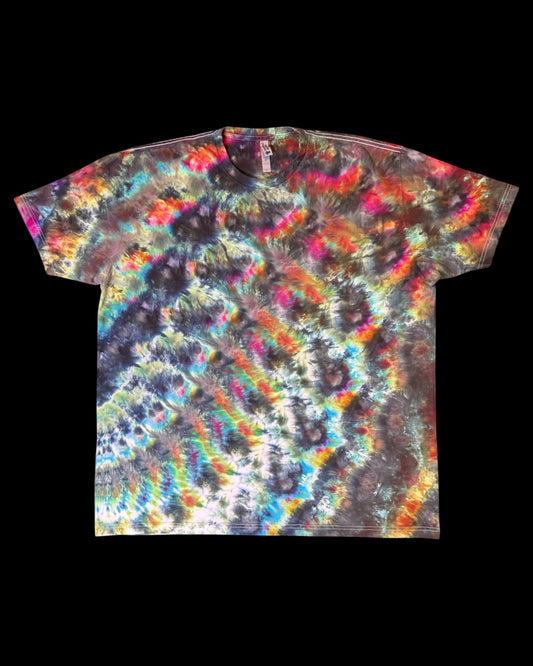 XXXL - ice dyed dark rainbow cosmic roll tee