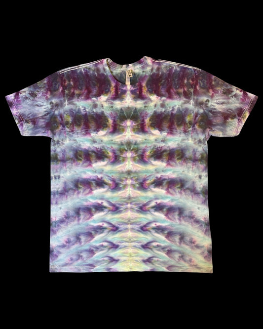 XL - ice dyed mirrored vertical cosmic rolled logo tee