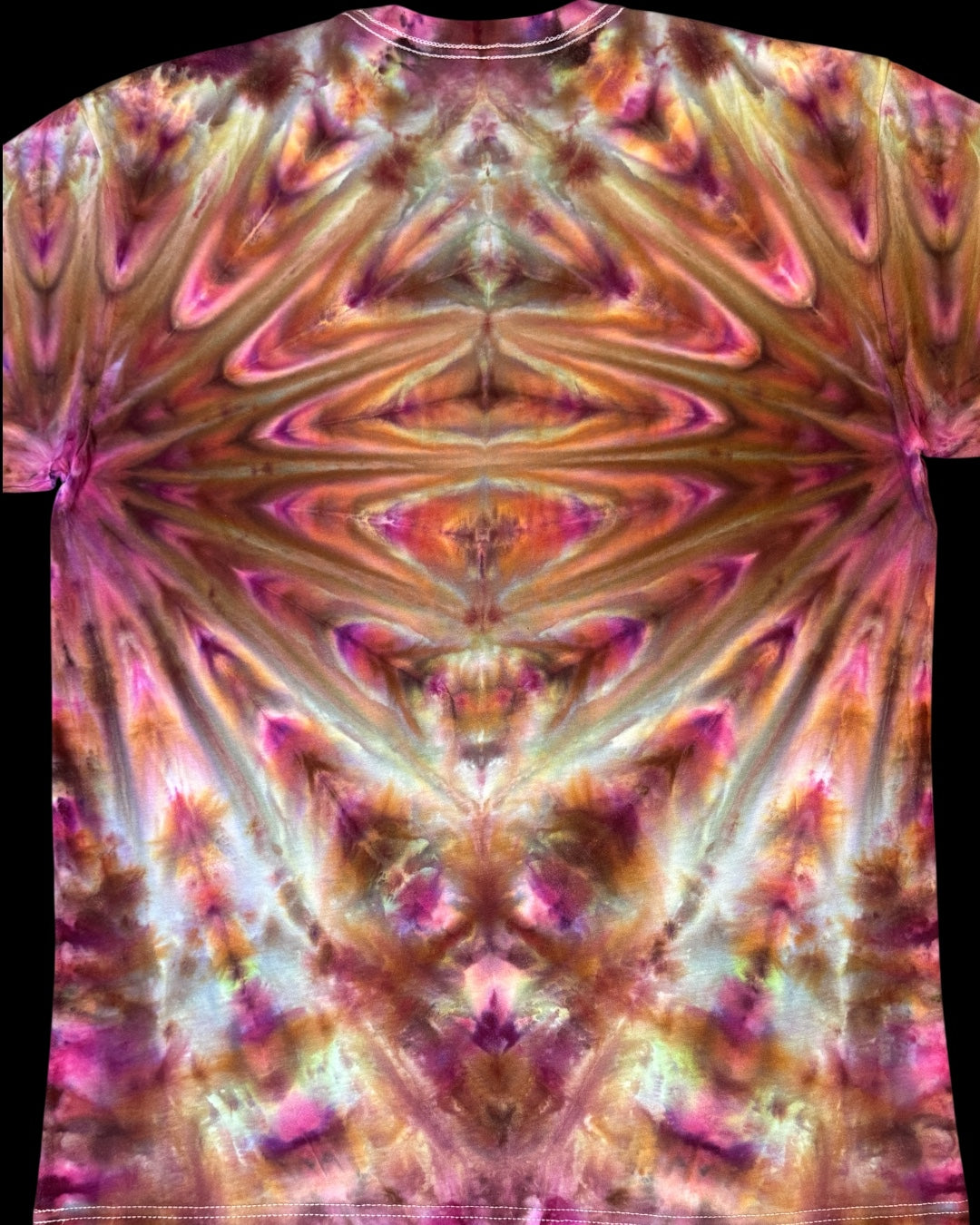 L - gravity ice dyed fiery fan fold tee