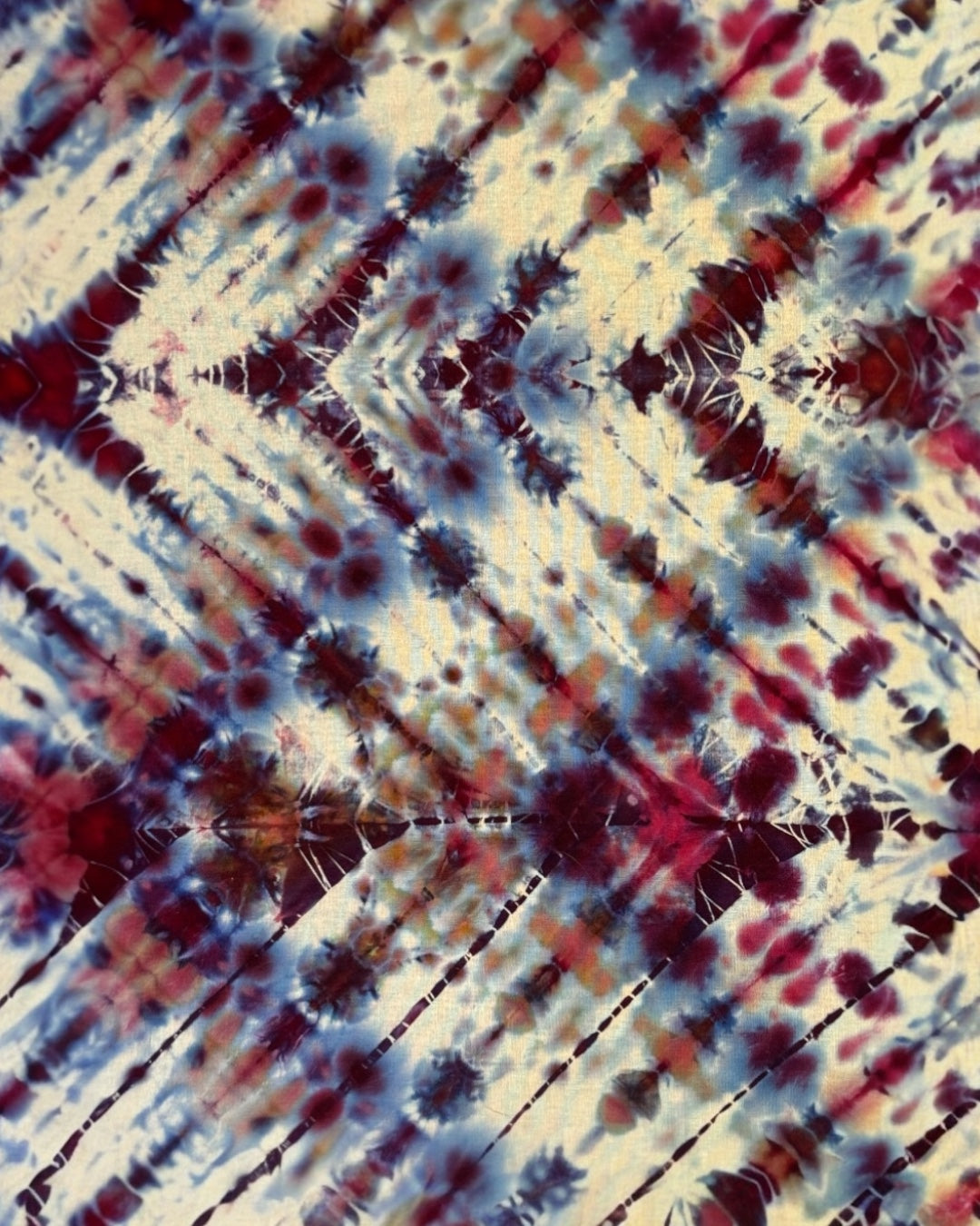 ice dyed zigzag pleated shibori style bandana