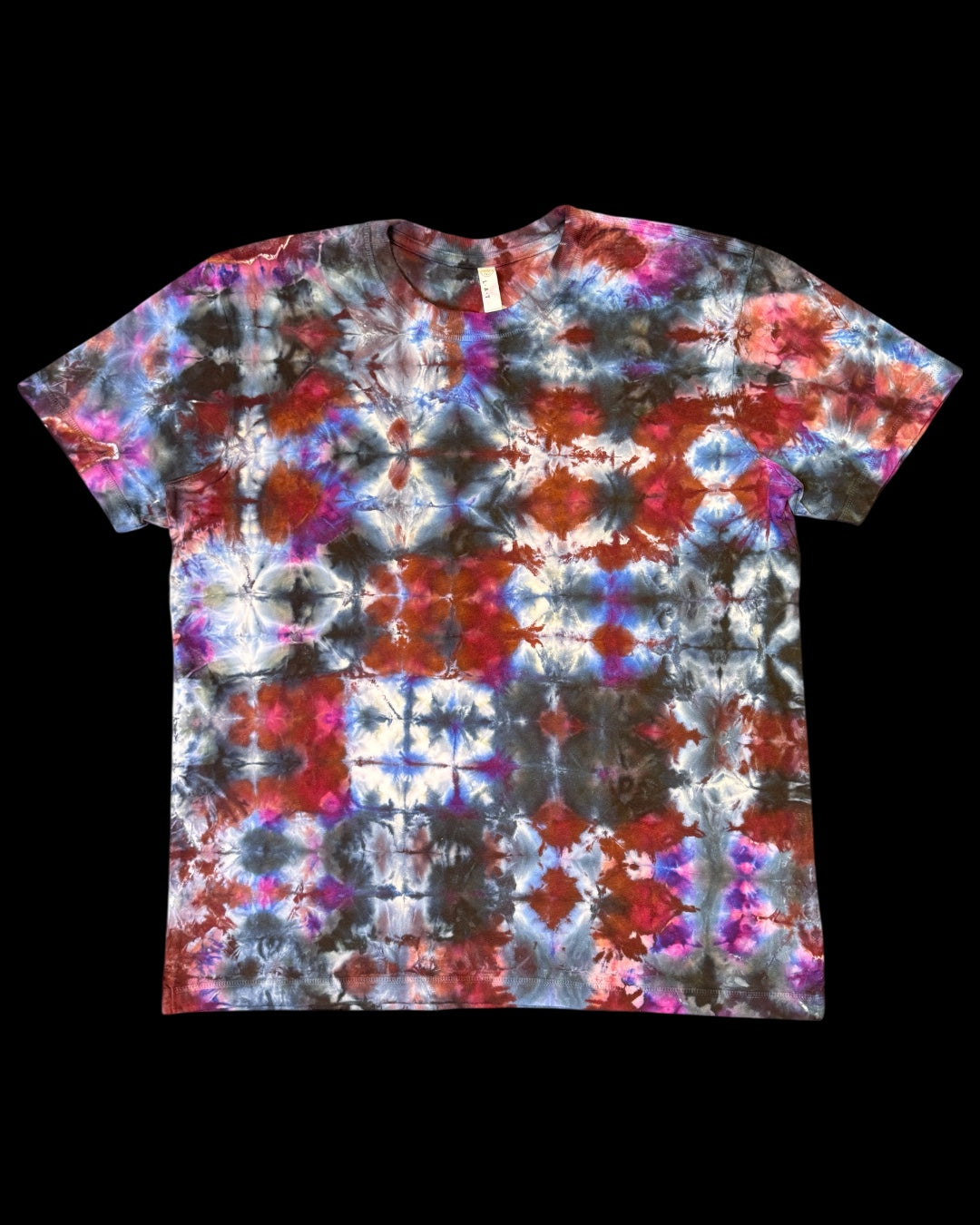 XL - ice dyed lilac bordeaux glitch bamboo tee