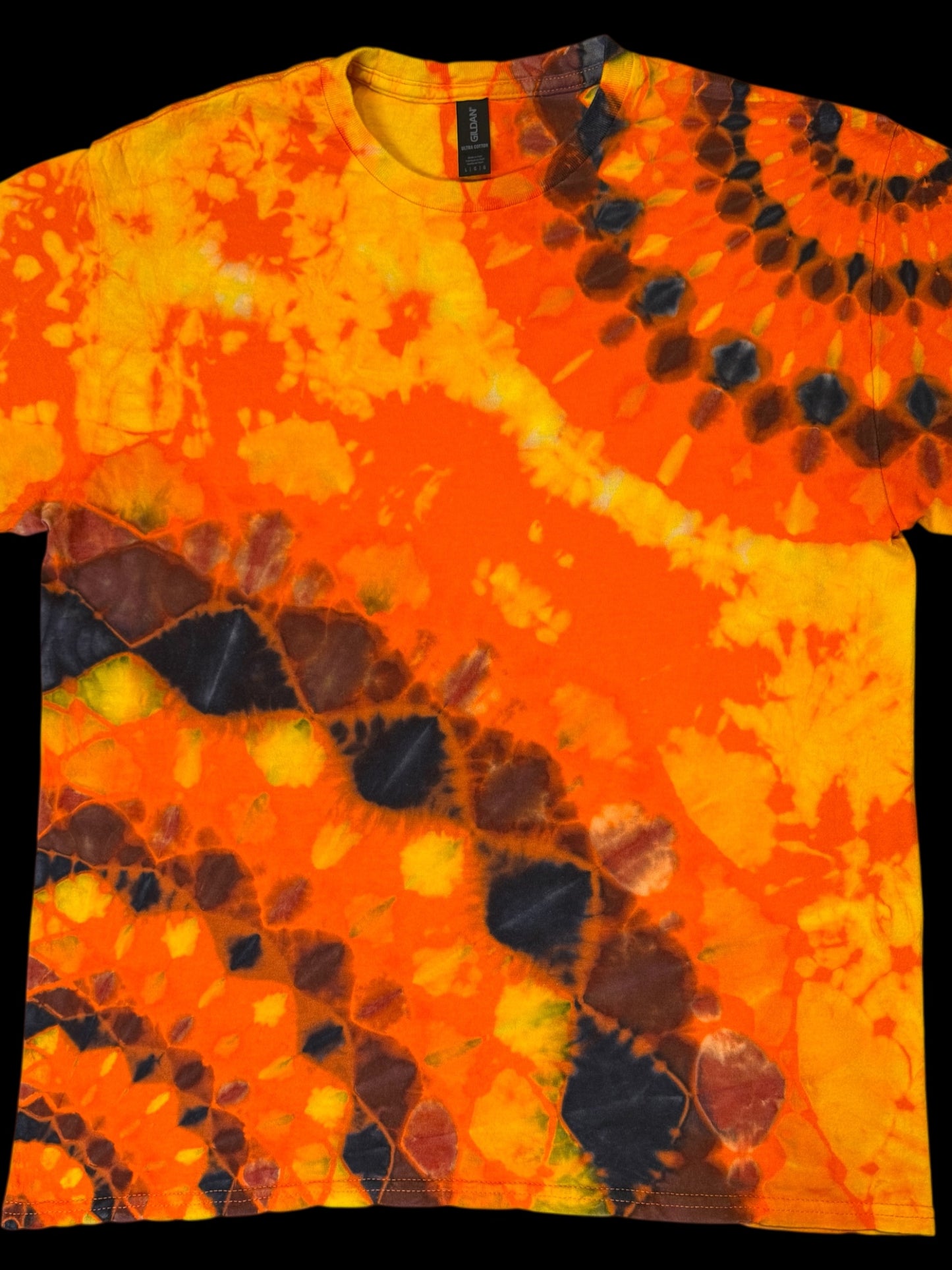 L - orange reversed double mandala tee