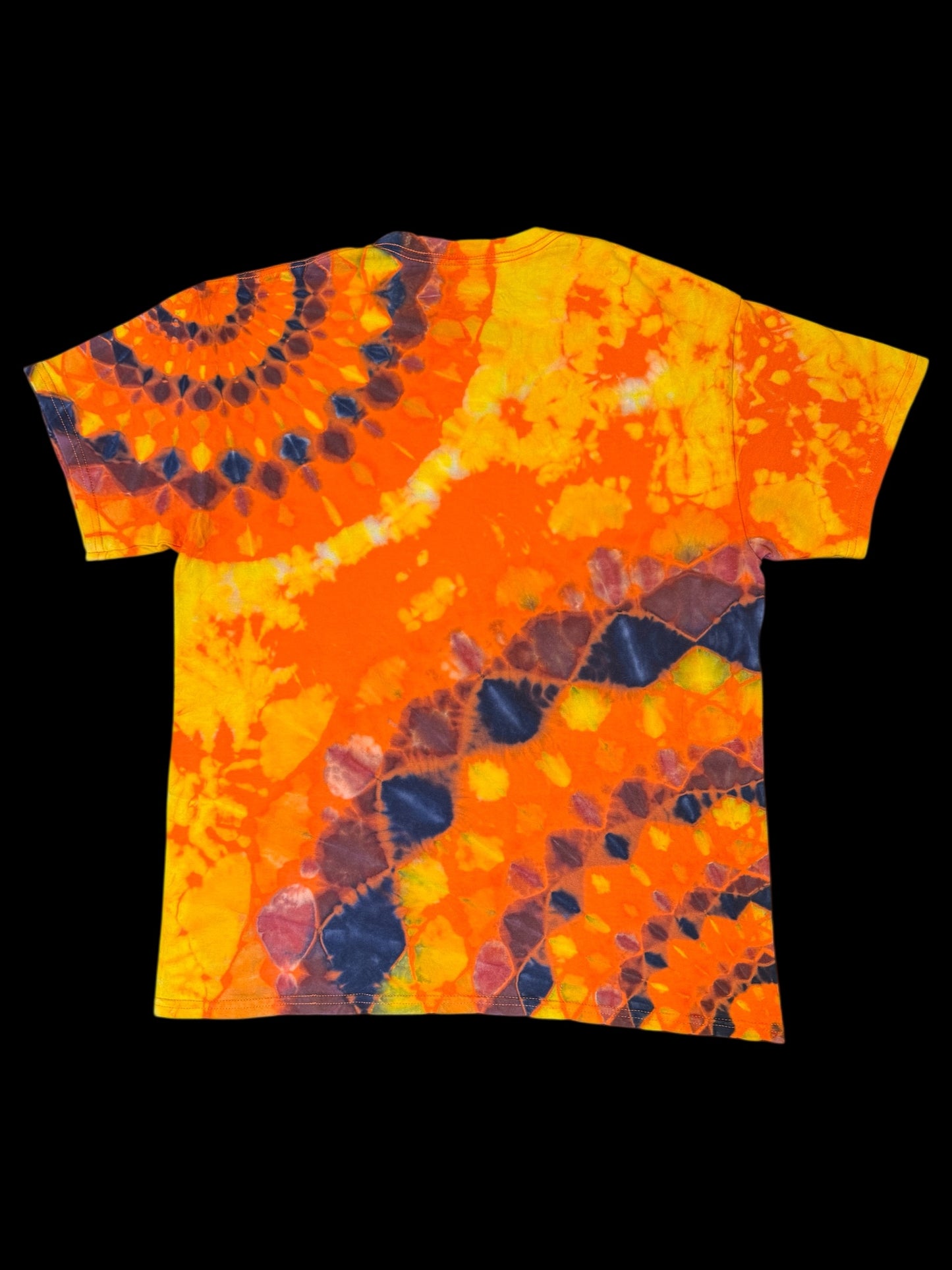 L - orange reversed double mandala tee