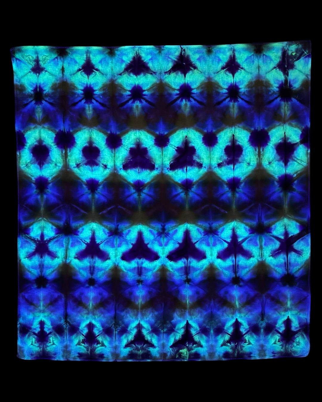 ice dyed UV reactive sekka shibori bandana