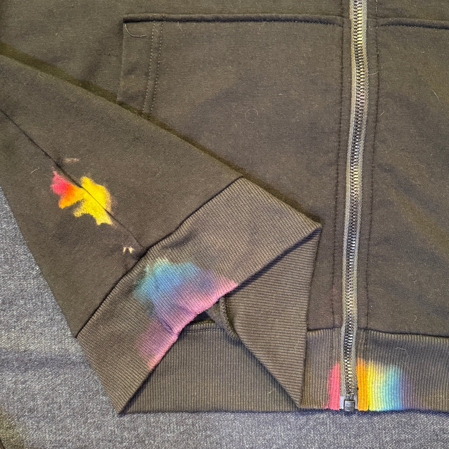 L - reverse dyed rainbow hoodie