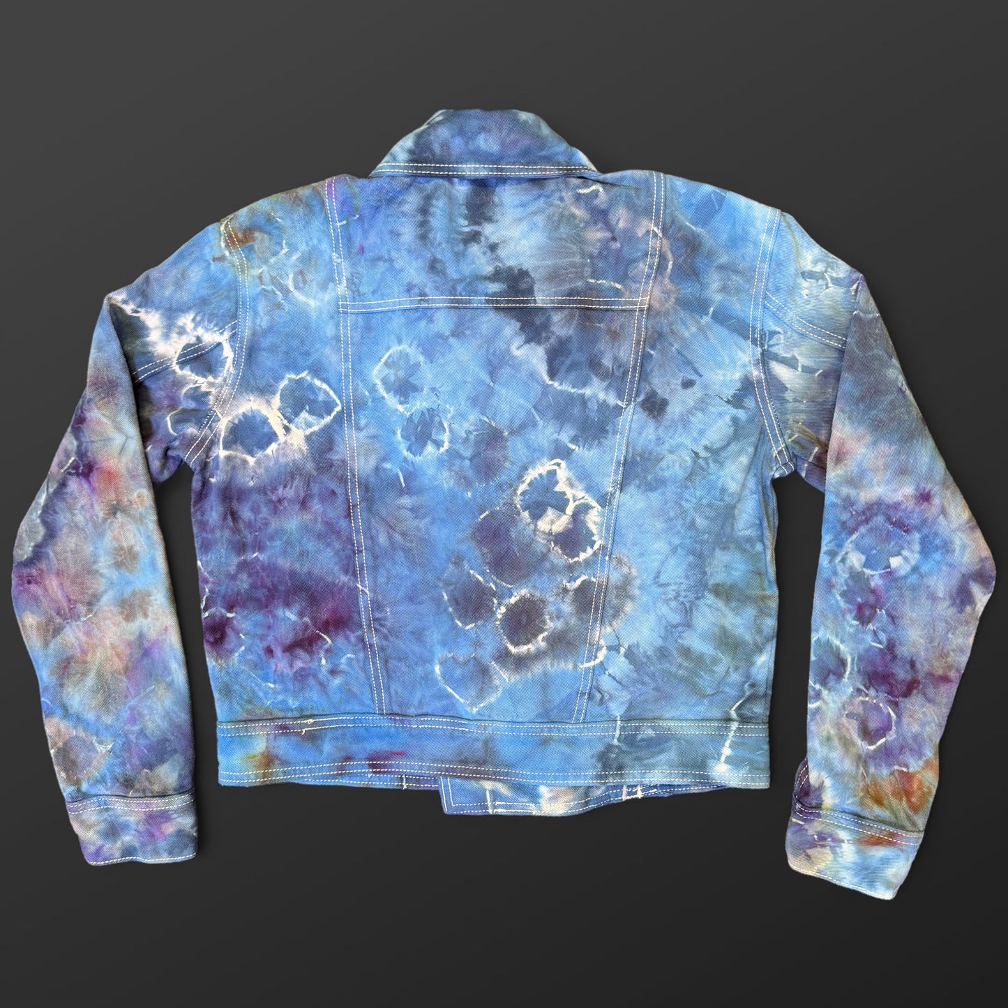 S - ladies’ ice dyed geode moto denim jacket