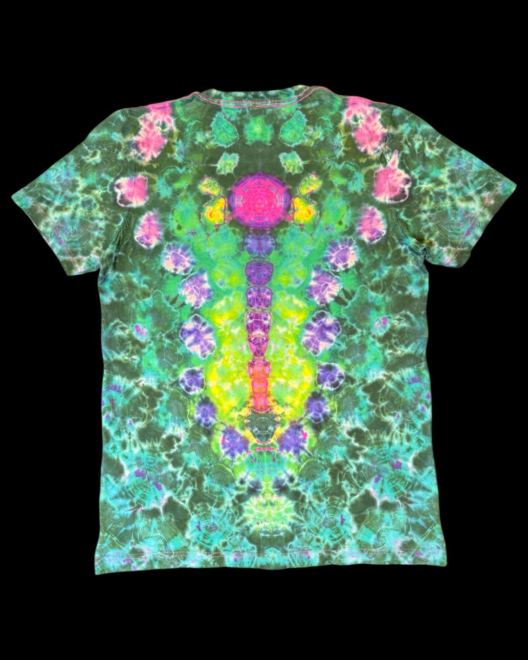 M - pink reverse dyed phthalo green kenney style tee