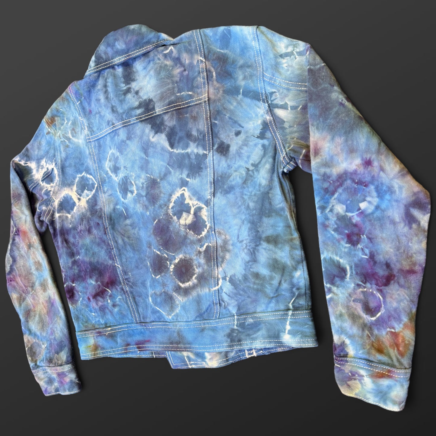 S - ladies’ ice dyed geode moto denim jacket