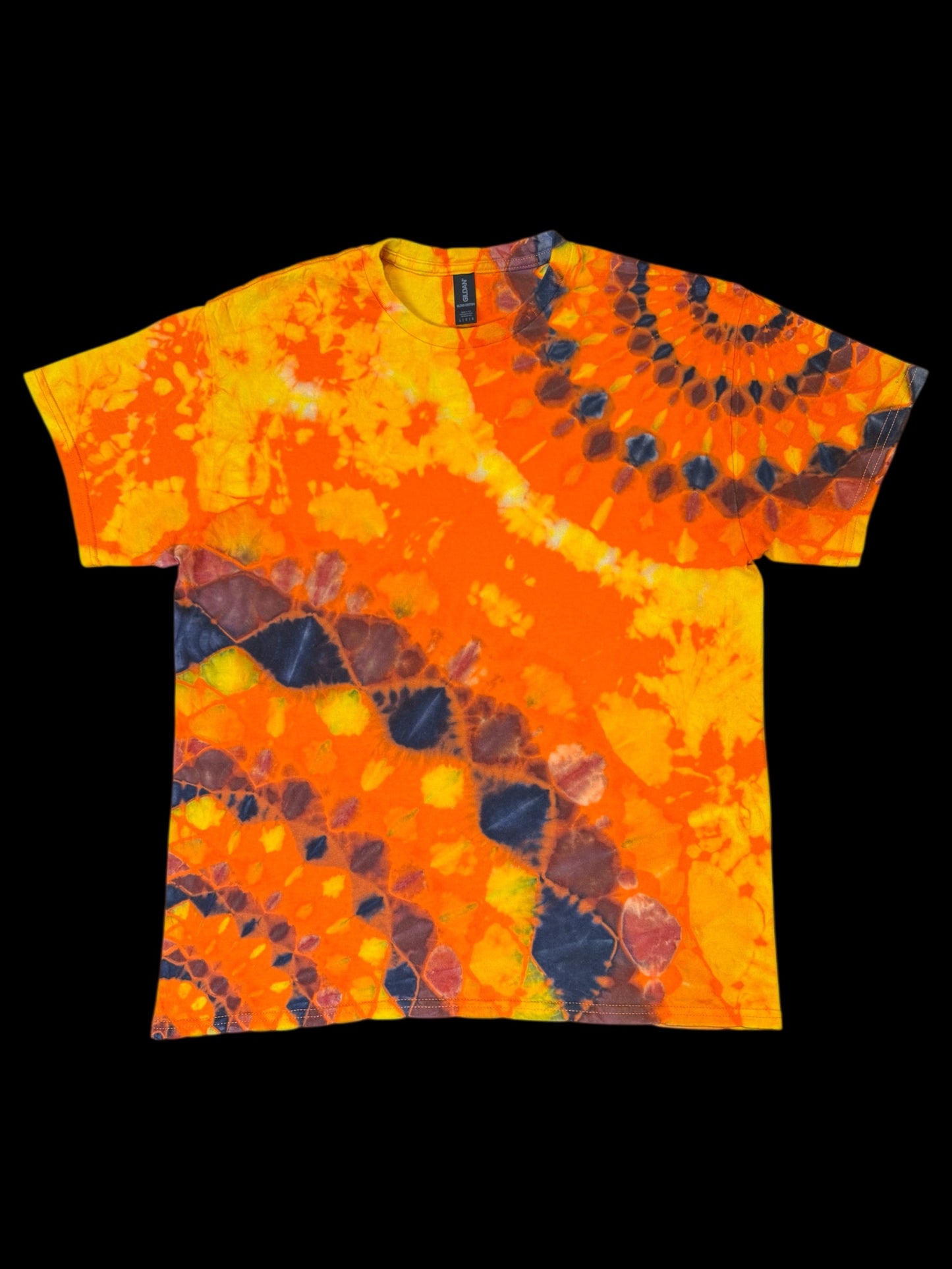 L - orange reversed double mandala tee