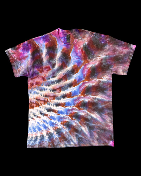 L - ice dyed lilac bordeaux cosmic rolled tee