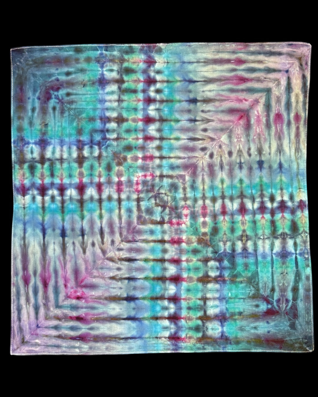 ice dyed pleated square bandana