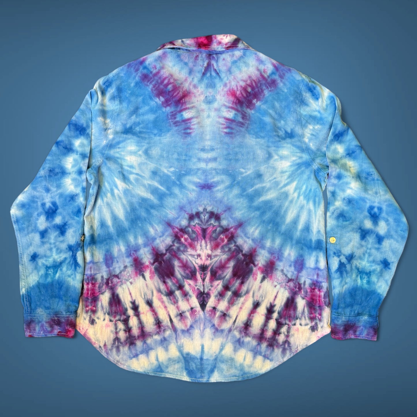 S - upcycled ice dyed women’s fit linen rayon shirt