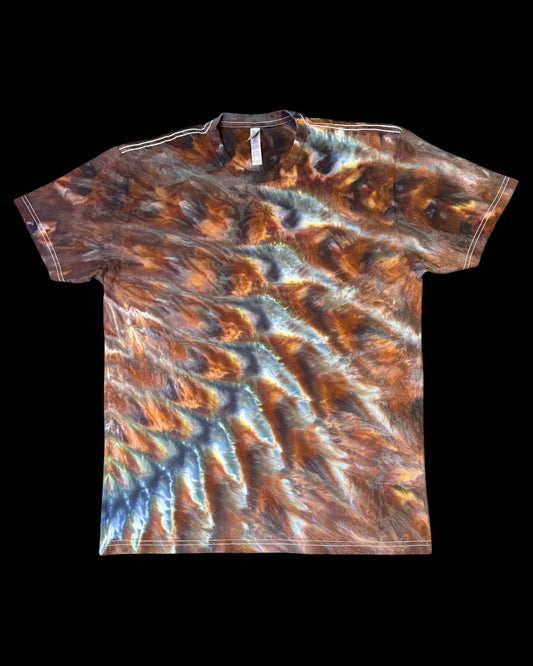 L - ice dyed cedar cosmic rolled logo tee
