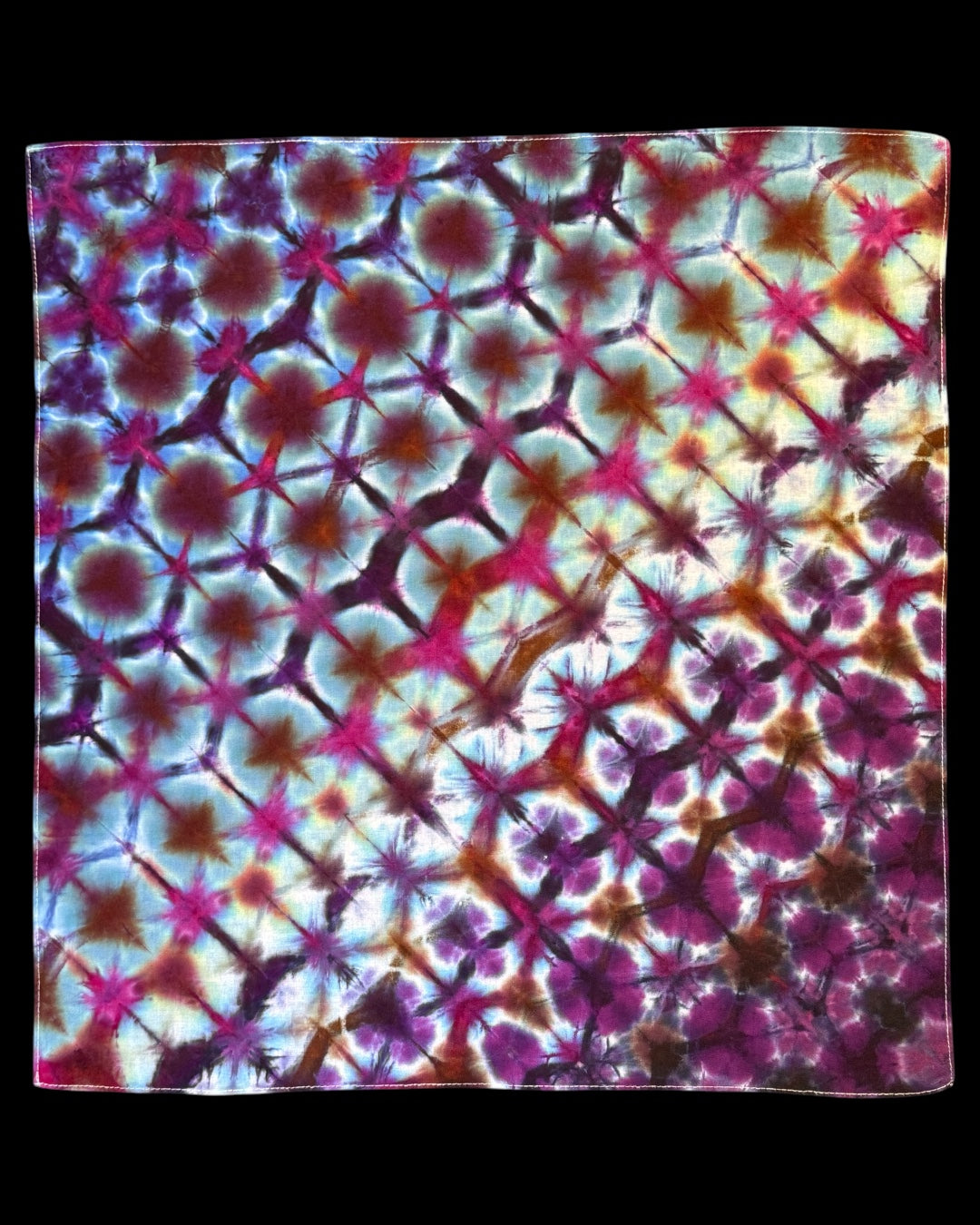 ice dyed magenta galactica snow flower shibori bandana