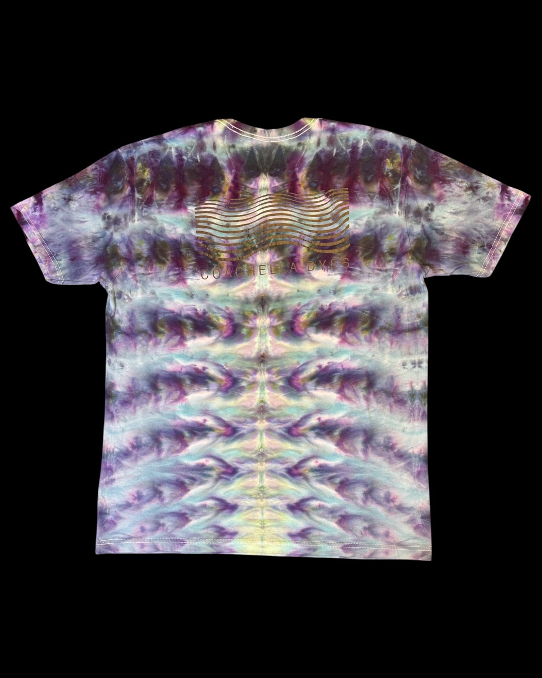 XL - ice dyed mirrored vertical cosmic rolled logo tee
