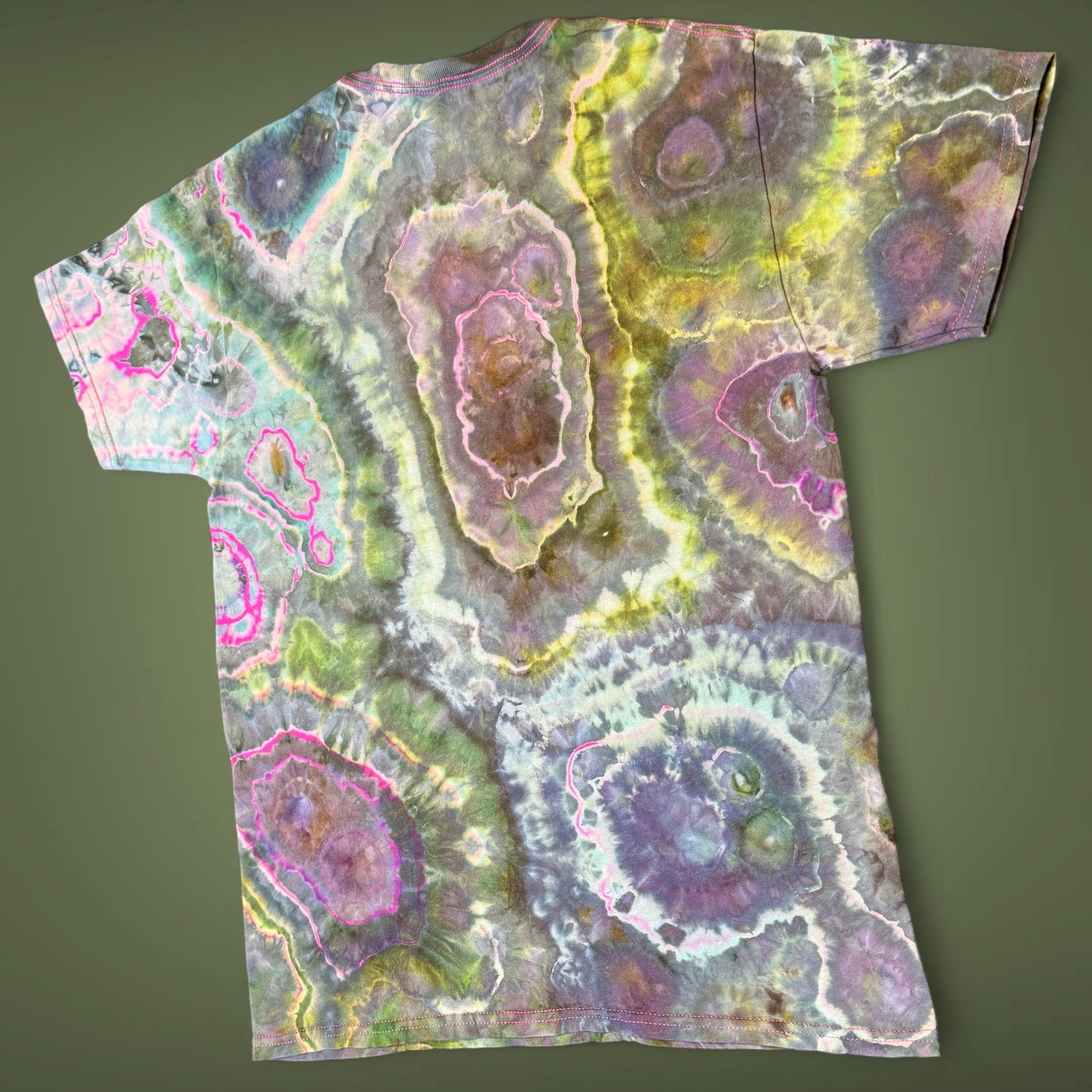 S - pink reversed and ice dyed geode tee