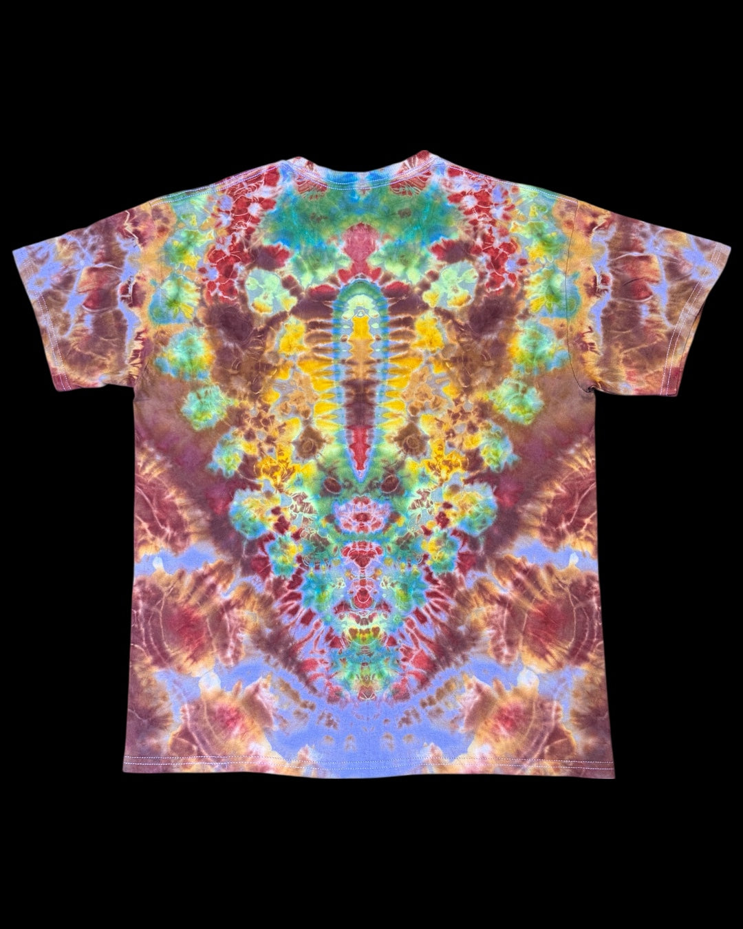 L - periwinkle reverse dyed UV reactive kenney style medallion tee