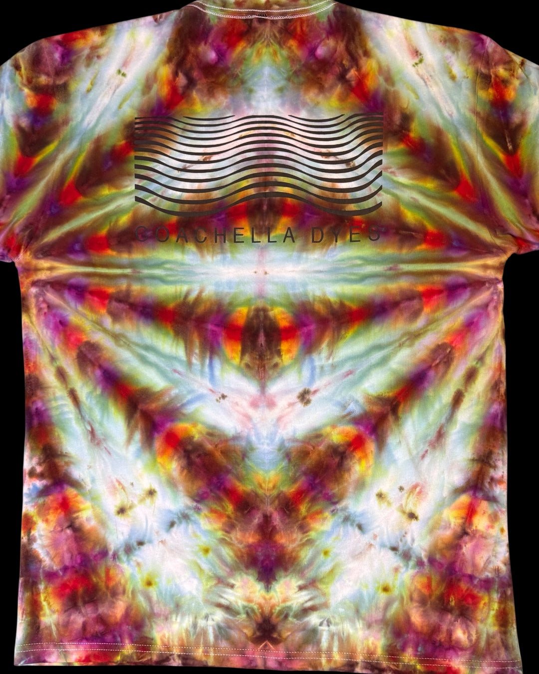 L - ice dyed mirrored fan fold logo tee
